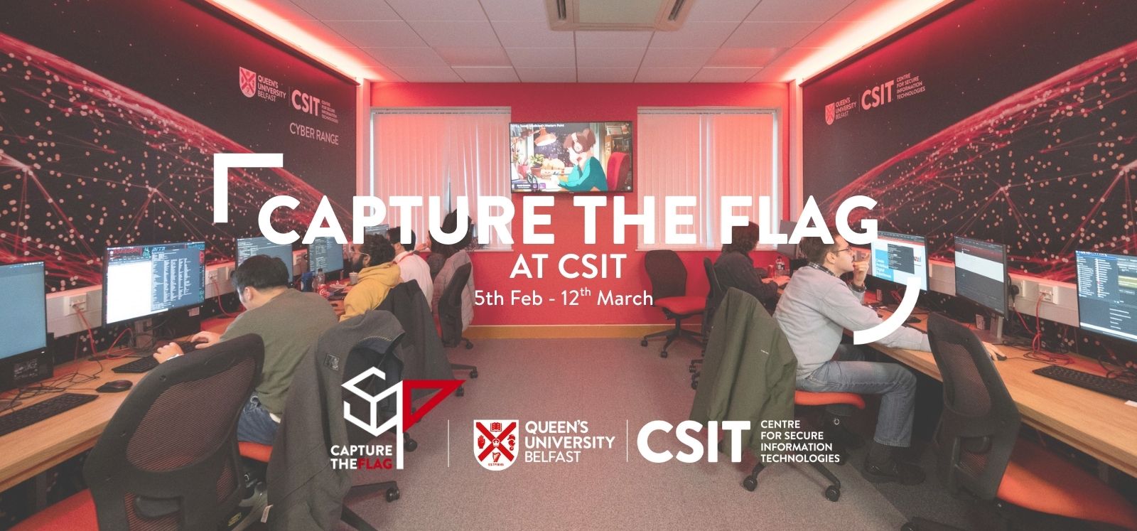 Students working on computers in CSIT Red Room Cyber Range